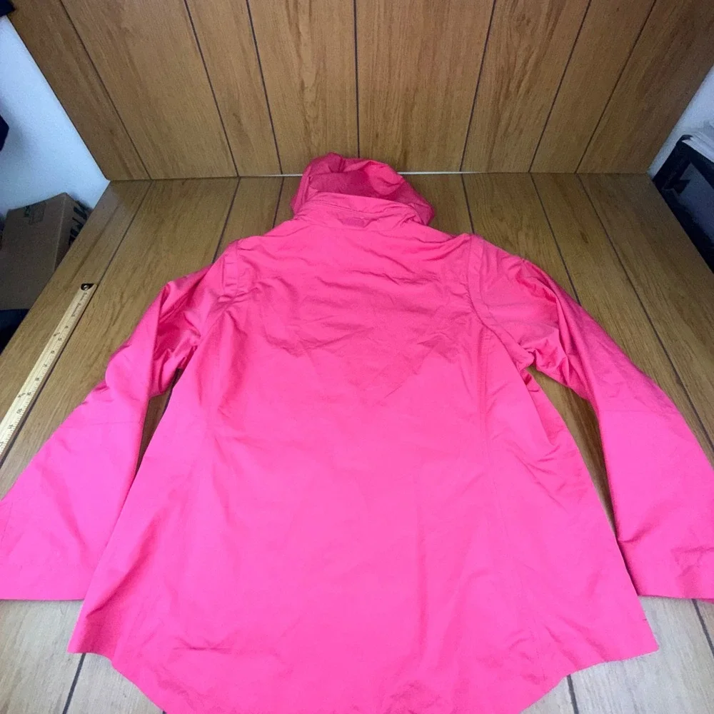 J.Jill Hot Pink Tall‎ Hooded Lightweight Snap Front Jacket Women's Size L
